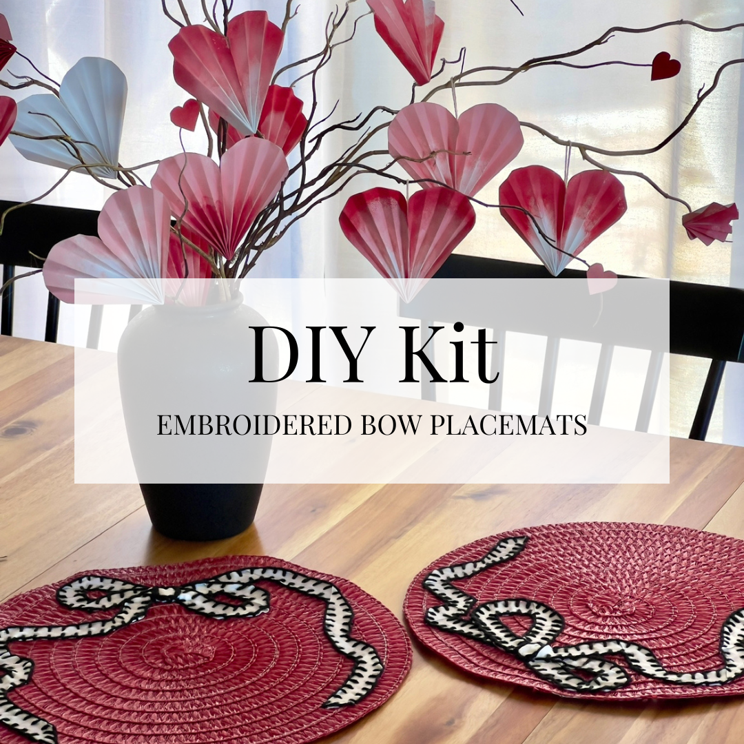 DIY Kit - Embroidered Bow Round Placemats