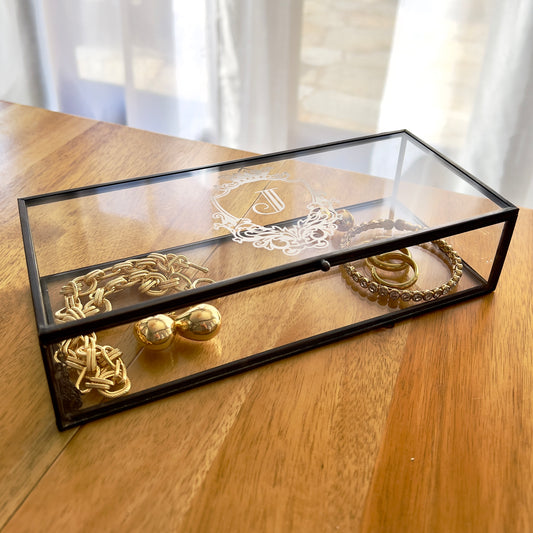 Personalized Etched Glass Monogram Jewelry Box